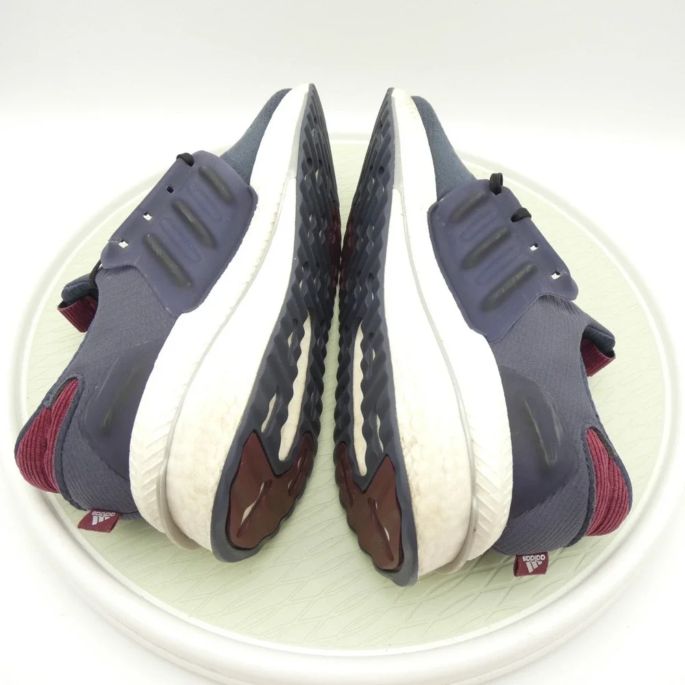 Adidas x_Plrboost Mens US 11 Running Shoes Gray Blue Lace Up Athletic Sneakers